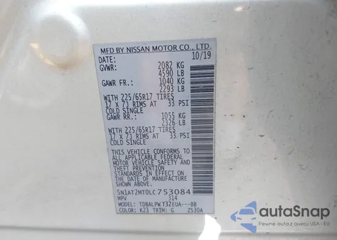 2020 Nissan Rogue S Fwd from USA, damaged, VIN 5N1AT2MT0LC753084